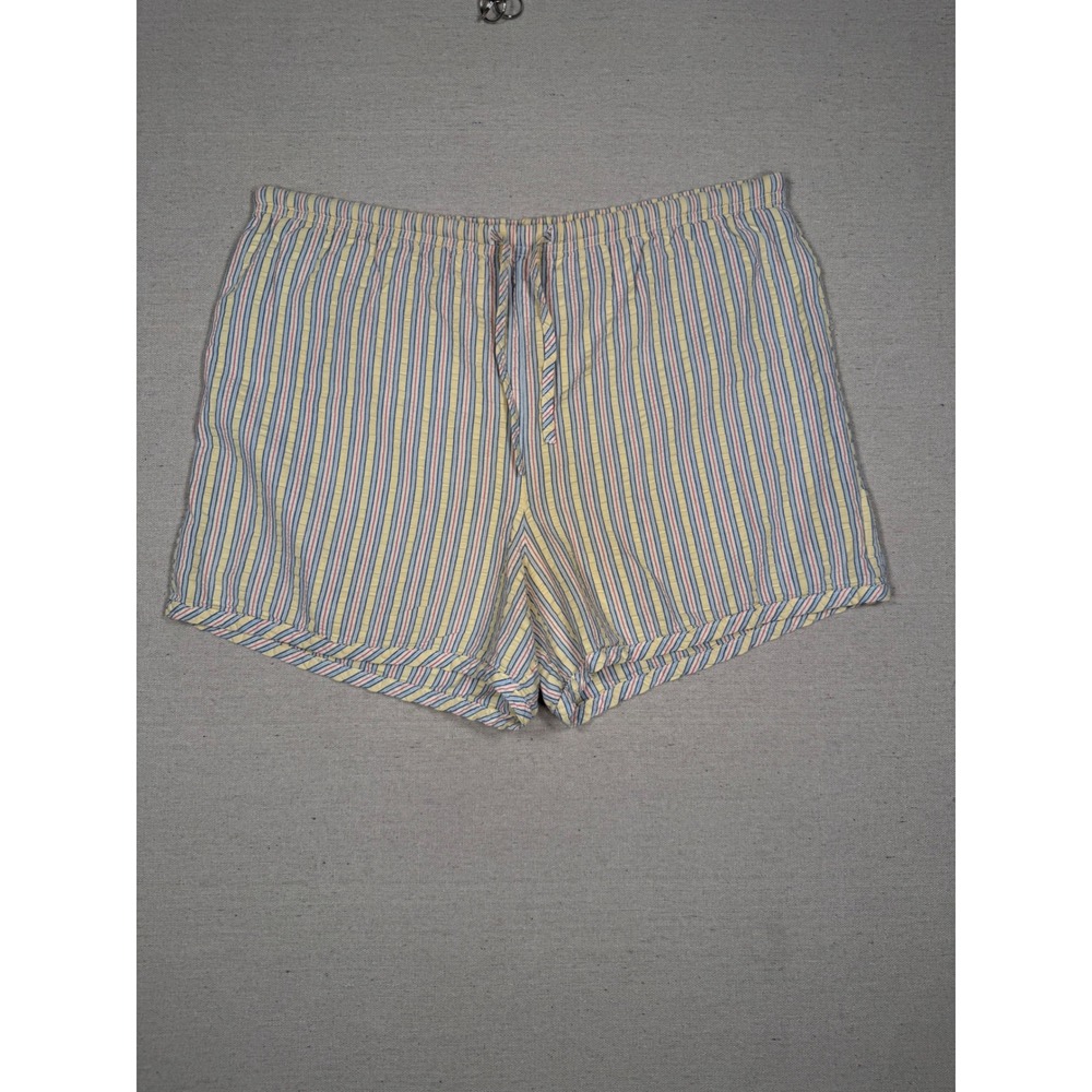 Vintage Cherokee Brand Womens Yellow Blue Striped Seersucker Shorts Size M